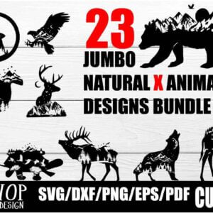23 Nature X Animal Series Design Bundle, Nature X Animal Series 2020 Wolf, Moose, Bear, Panther and More