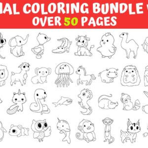 180 Animals Coloring Pages Bundle Vol.1-2-3, Animals Coloring Books