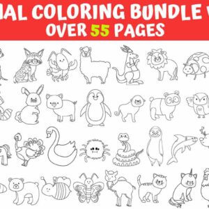 180 Animals Coloring Pages Bundle Vol.1-2-3, Animals Coloring Books