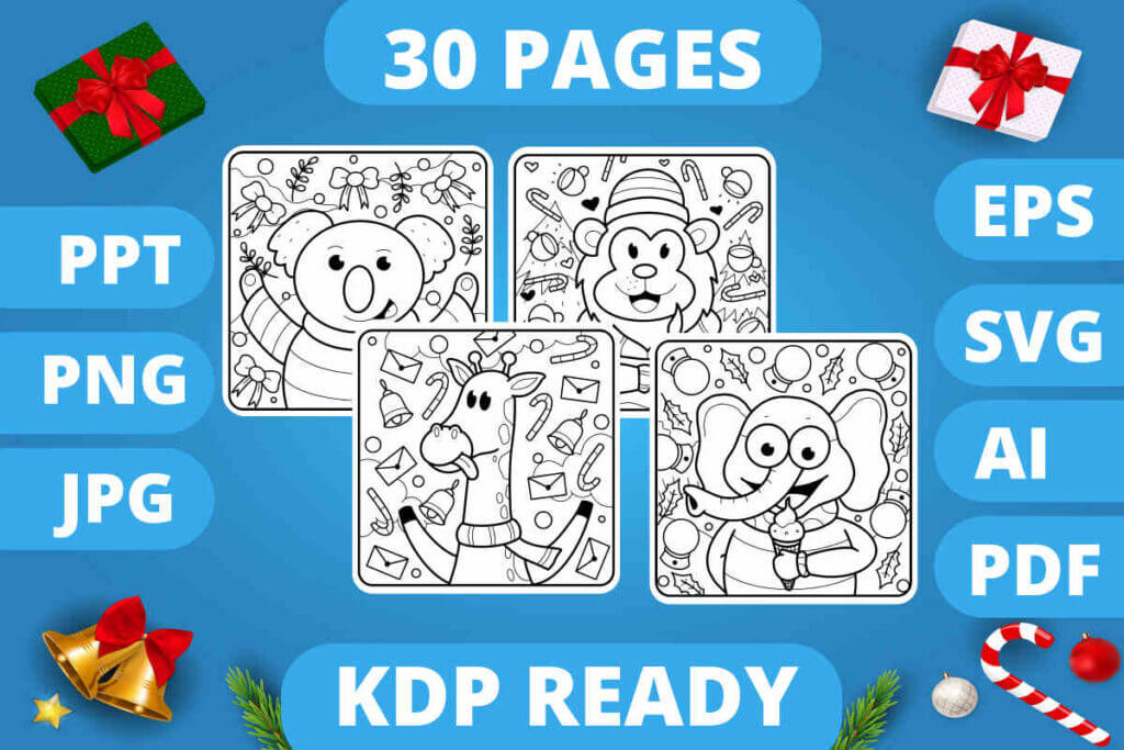 Download Christmas Coloring Pages for Kids Vol 3, Coloring Books, Kdp Coloring Books - Digital SVG