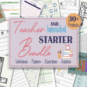 Teacher and Homeschool Starter Bundle, Alphabet Tracing Worksheets for Kids, 2020-2021 Homeschool Lesson Planner-Ltr